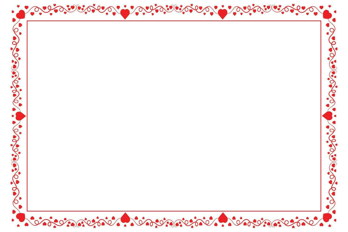 Heart Swirl Romantic Love ornaments isolated border layout, red hearts ornate award frame border, Valentines Day Card Border Square frame design, decorative heart rectangle frame vector element