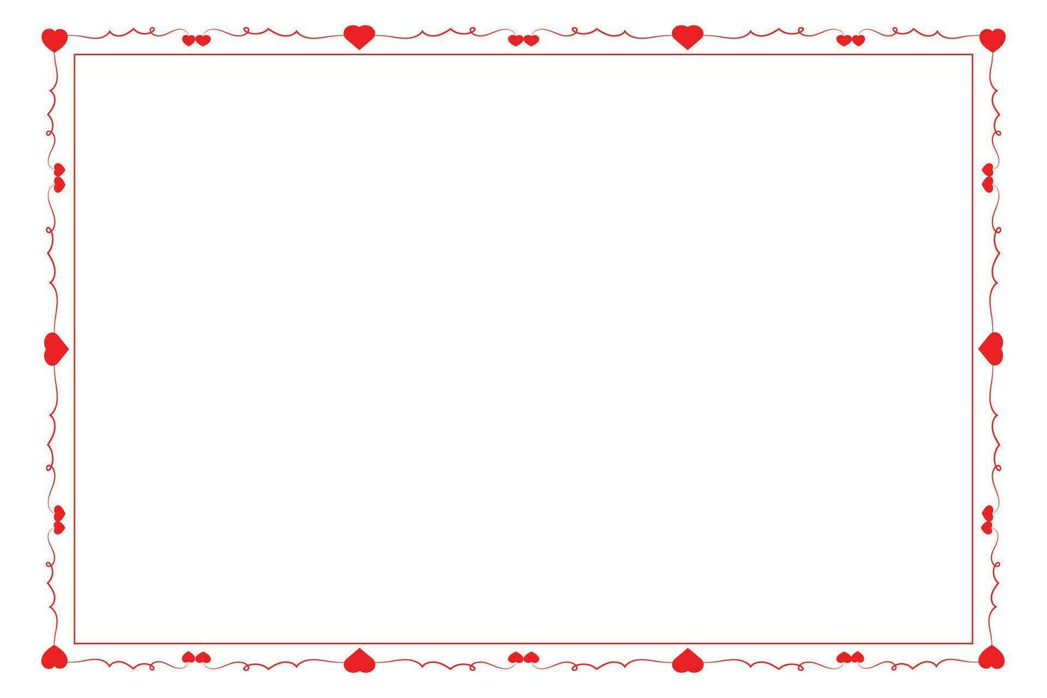 Heart Swirl Romantic Love ornaments isolated border layout, red hearts ornate award frame border, Valentines Day Card Border Square frame design, decorative heart rectangle frame vector element