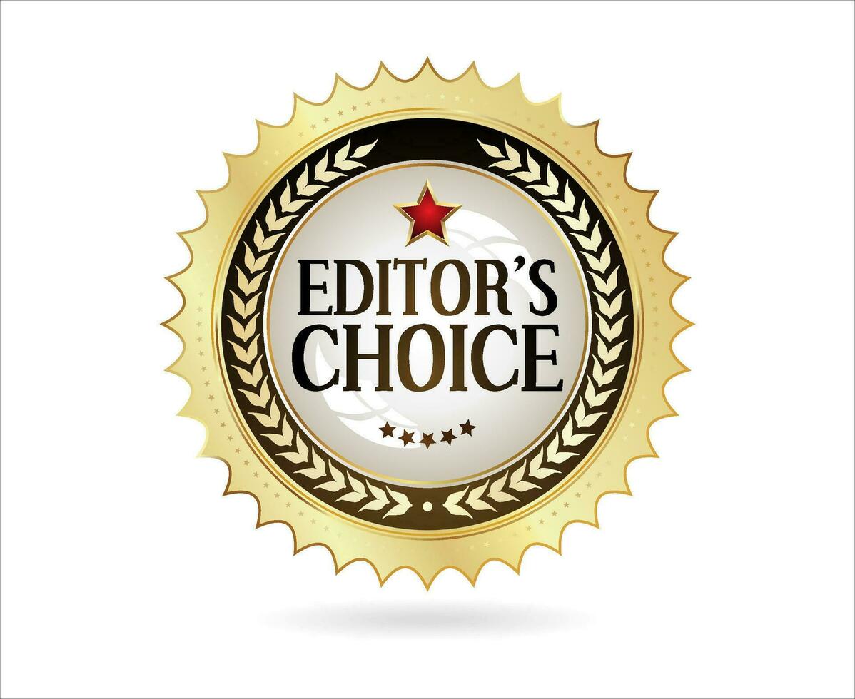 Editors choice golden badge on white background vector