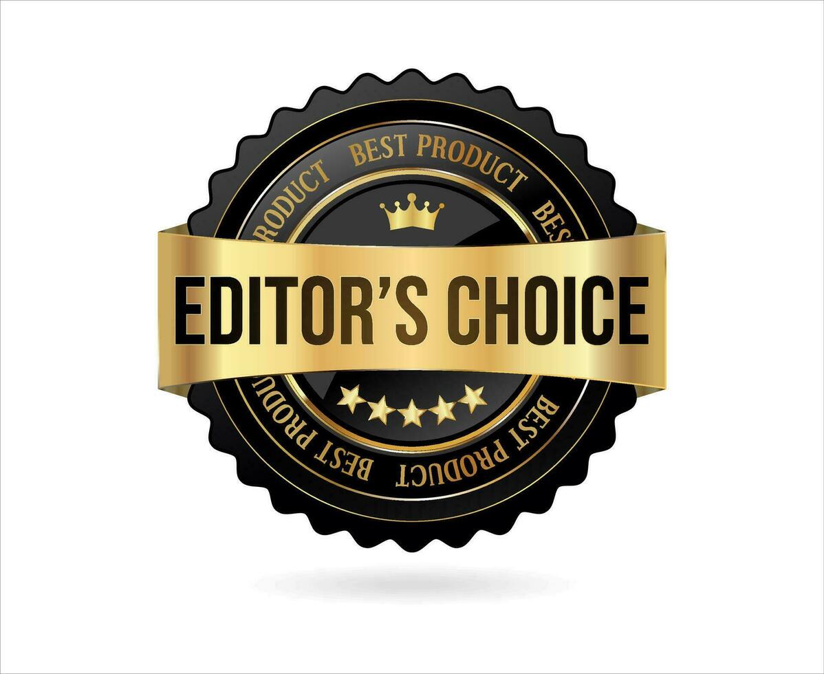 Editors choice golden badge on white background vector