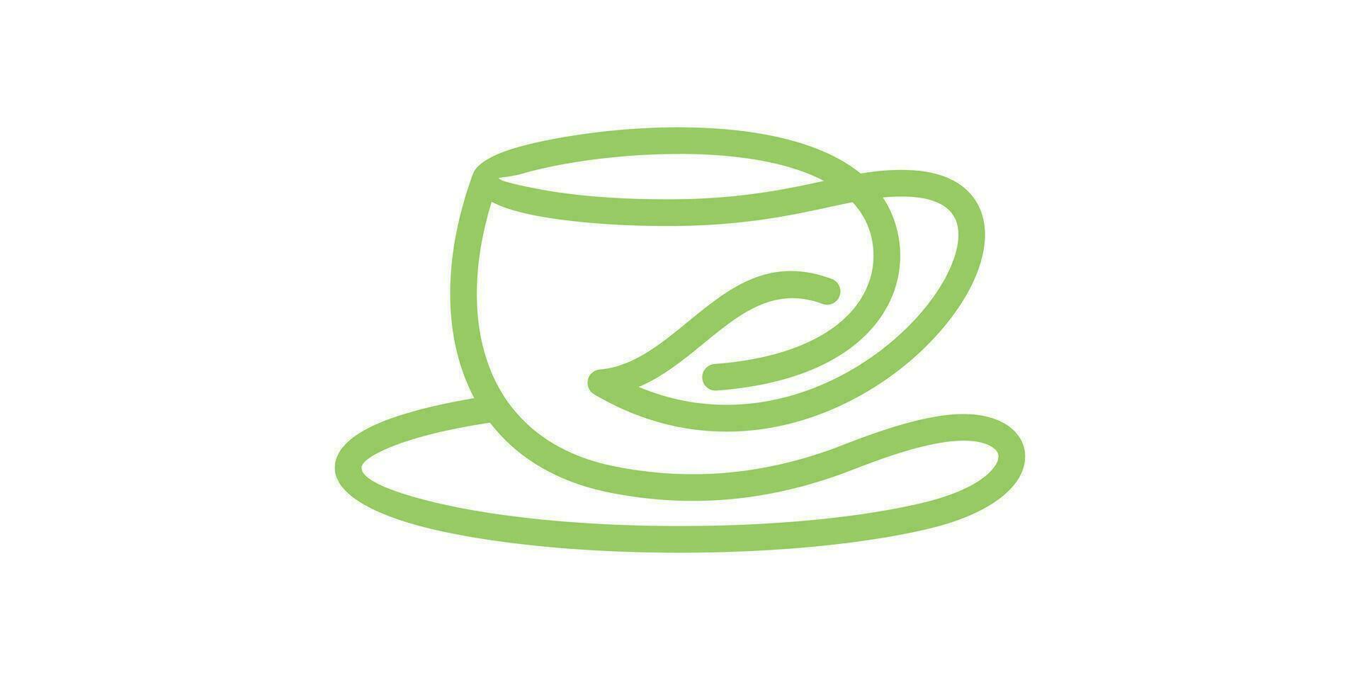 logo design combination of cup shape with tea leaves, minimalist icon, vector, symbol. vector