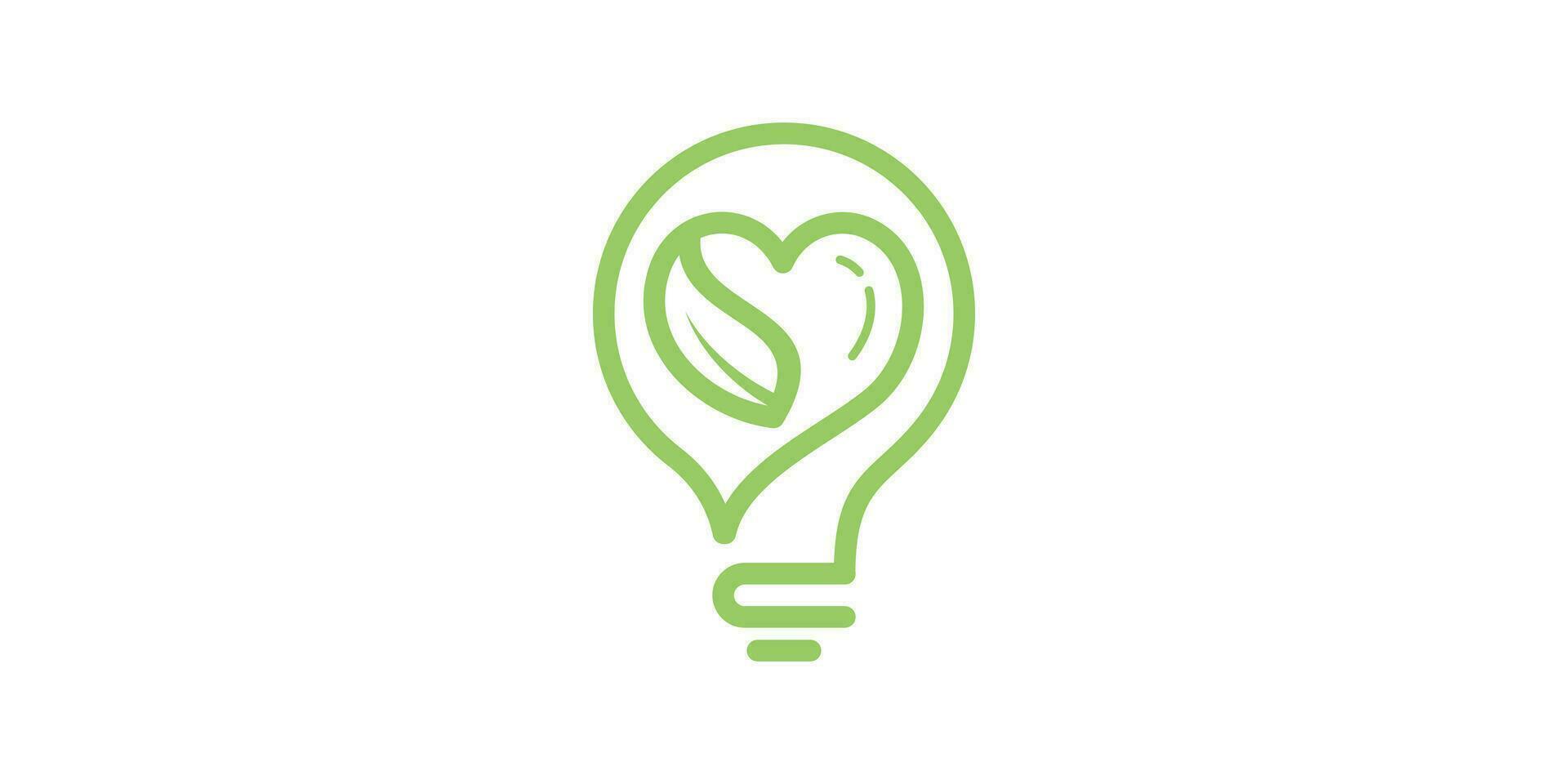 logo design combination of light bulbs with love and leaves, icon, vector, symbol. vector