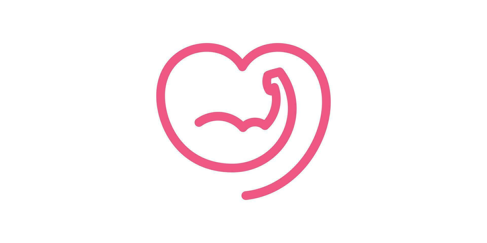 logo design combination of love shape with muscle, minimalist line, icon, vector, symbol. vector