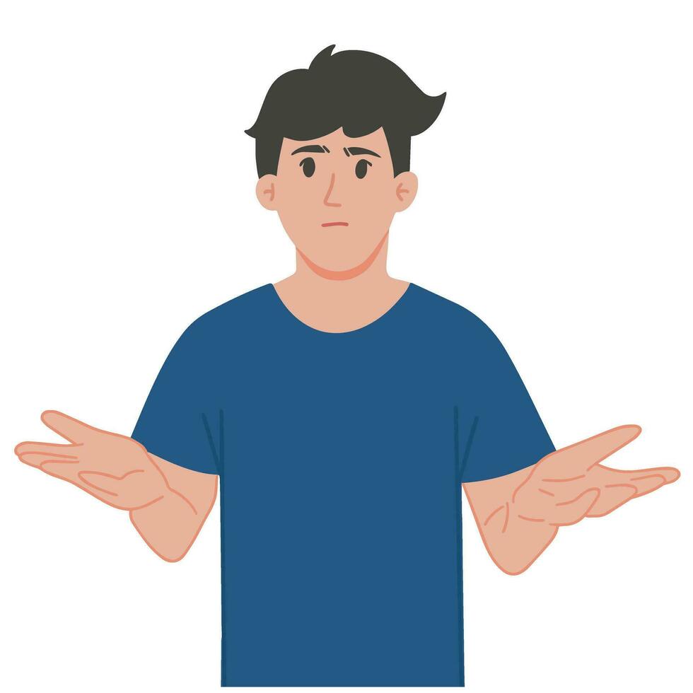 Portrait a man gesture don't know confused vector illustration