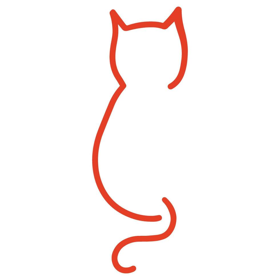Cute red cat silhouette illustration vector