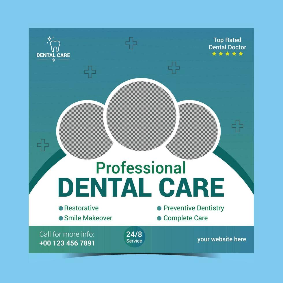 Vector medical healthcare dental social media post design template