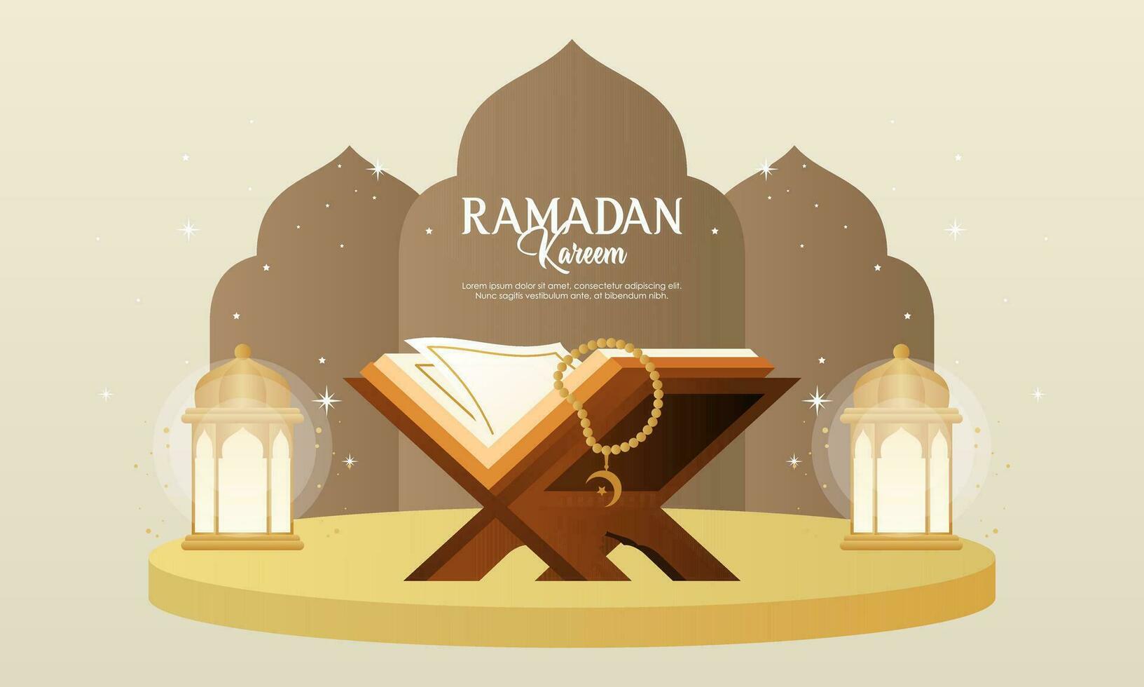 Realistic Islamic Ramadan Kareem Celebration Background with Arabic Ornaments vector