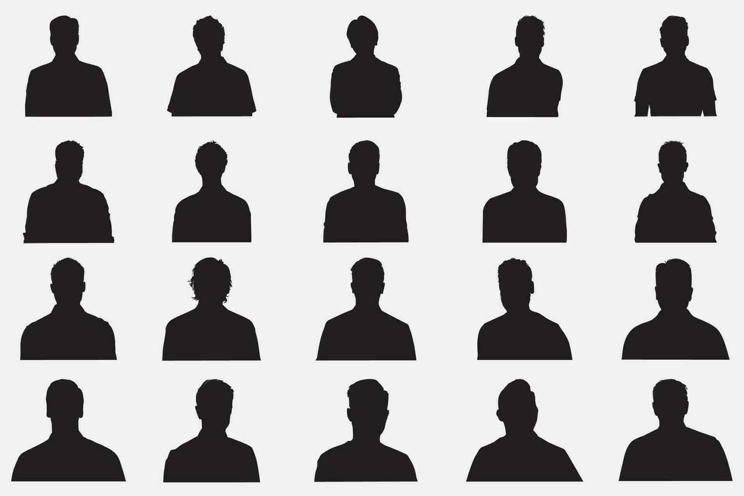 men set on white background, Collection people silhouettes vector