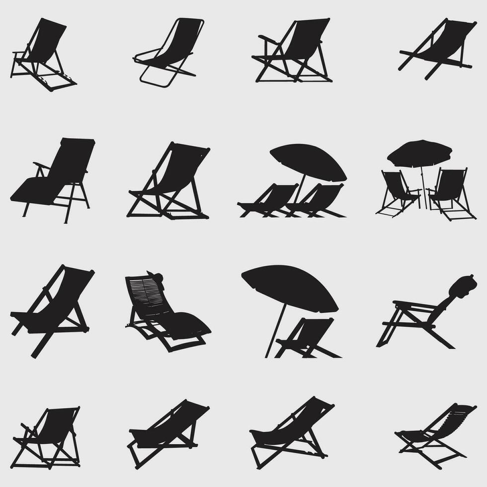 beach chair silhouette vector