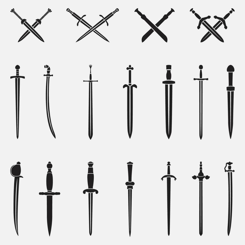 Icon Set of Ancient Swords vector