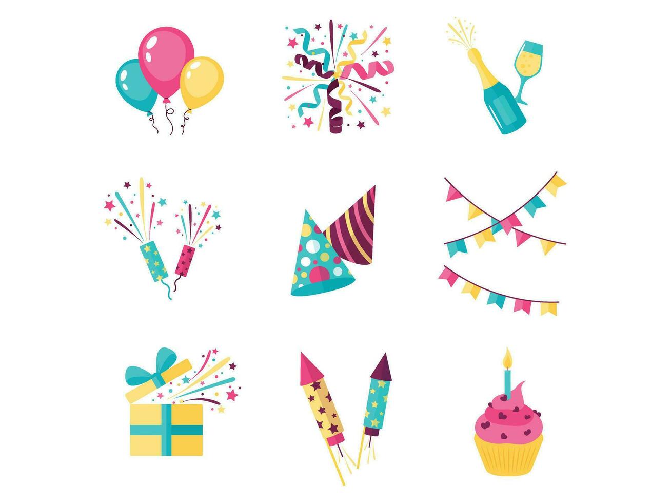 Party icons set vector