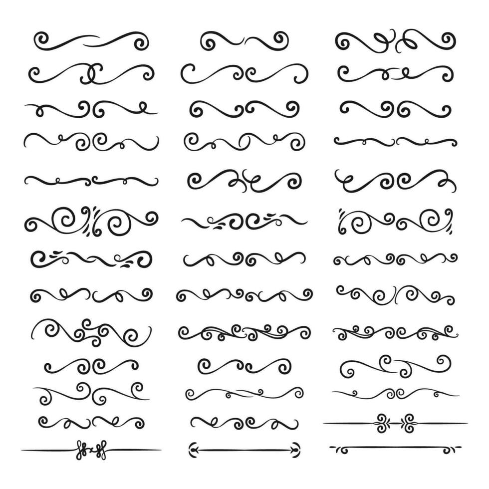 Collection of calligraphic hand drawn elegant vintage ornament elements vector