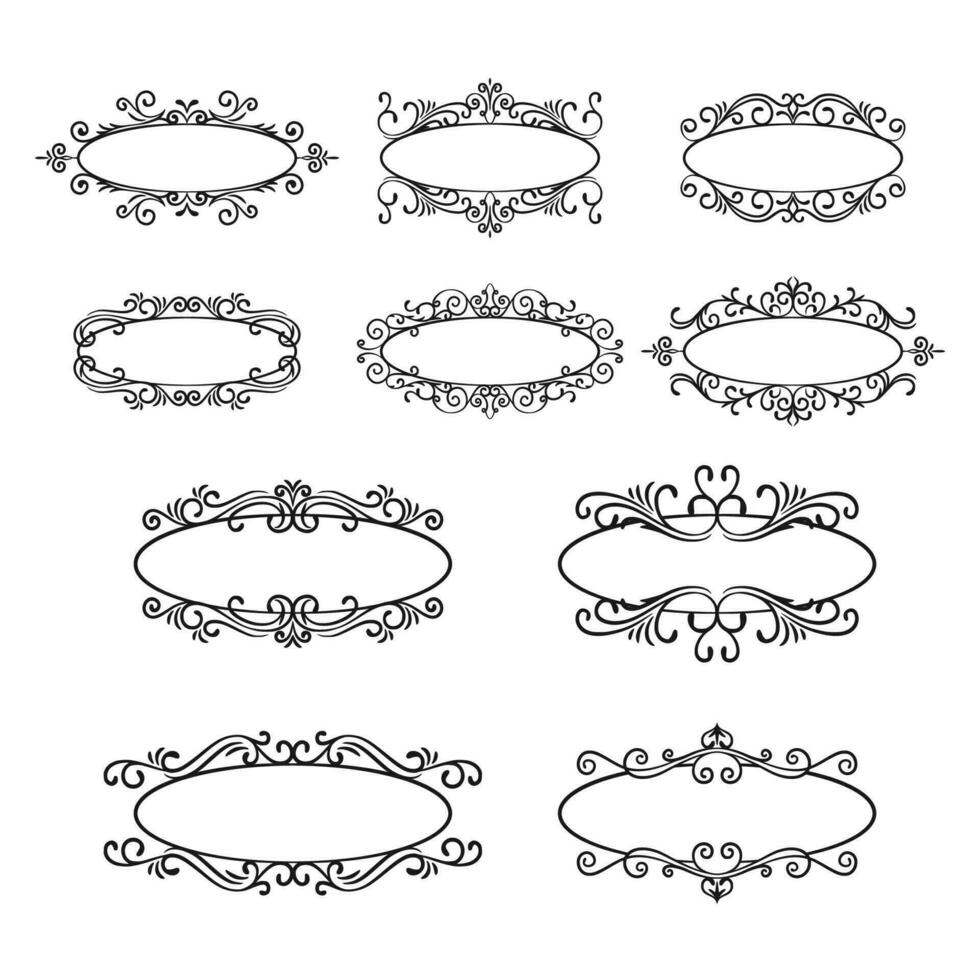 Collection of calligraphic hand drawn elegant vintage ornament elements vector