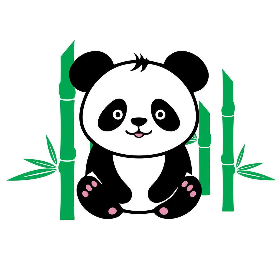 Cute panda in bamboo vector