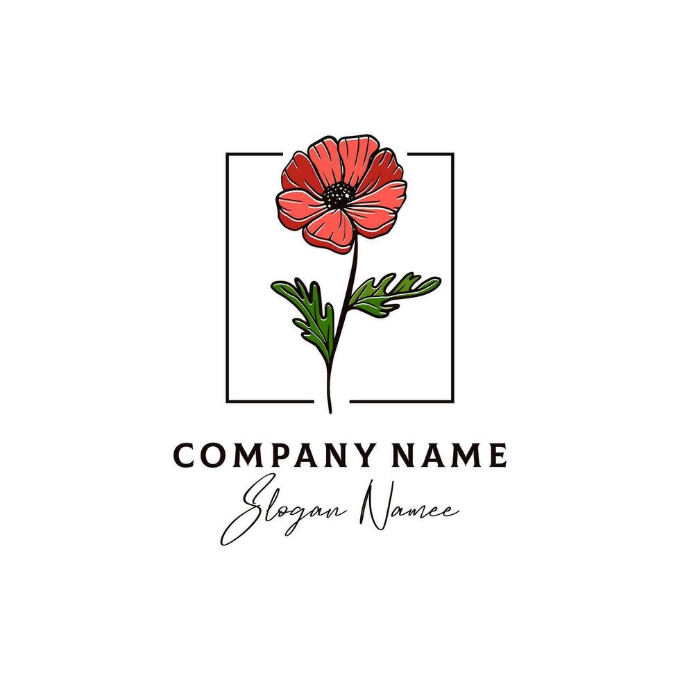 Vector botanical hand drawn logo template vector