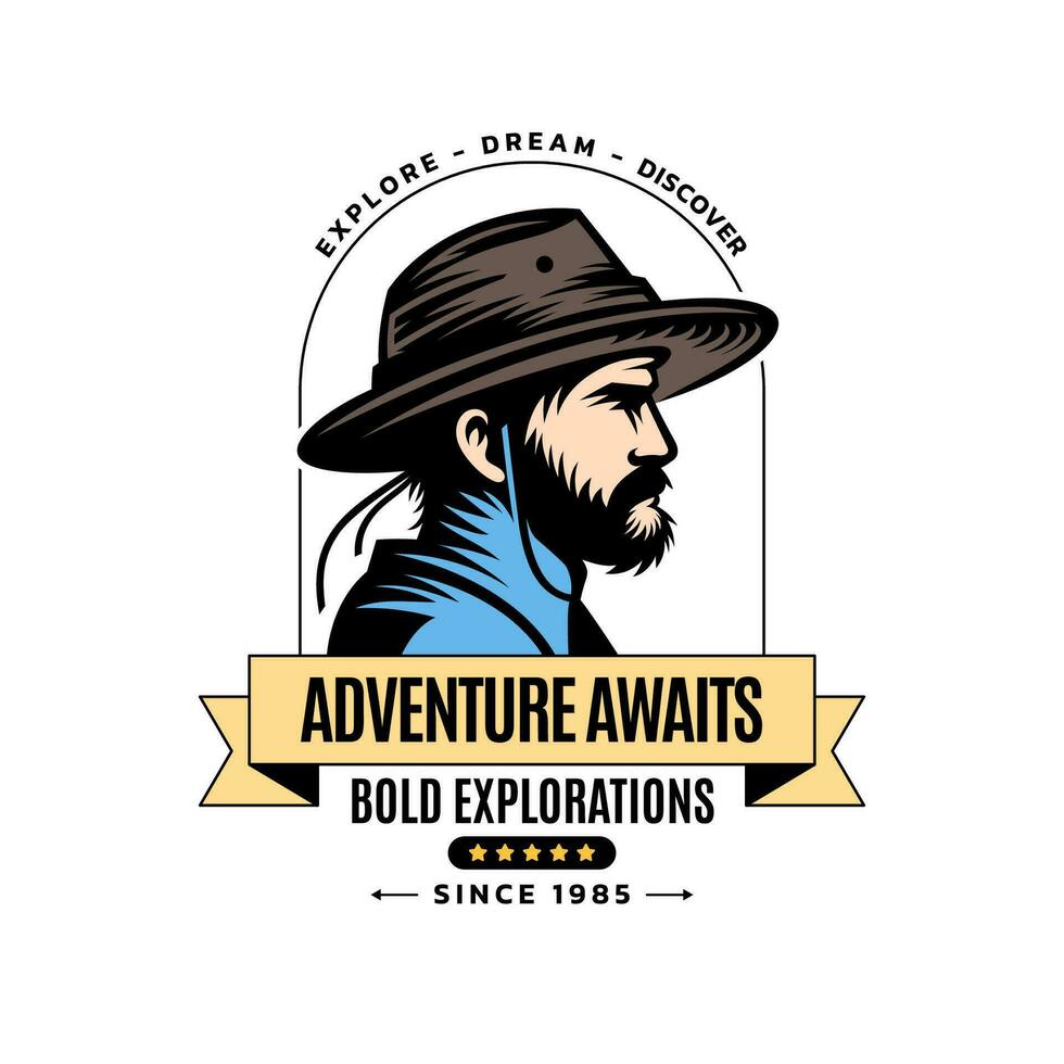 Minimal Adventure Travel Emblem Inspiring Outdoor, Vector Travel Badge Illustration