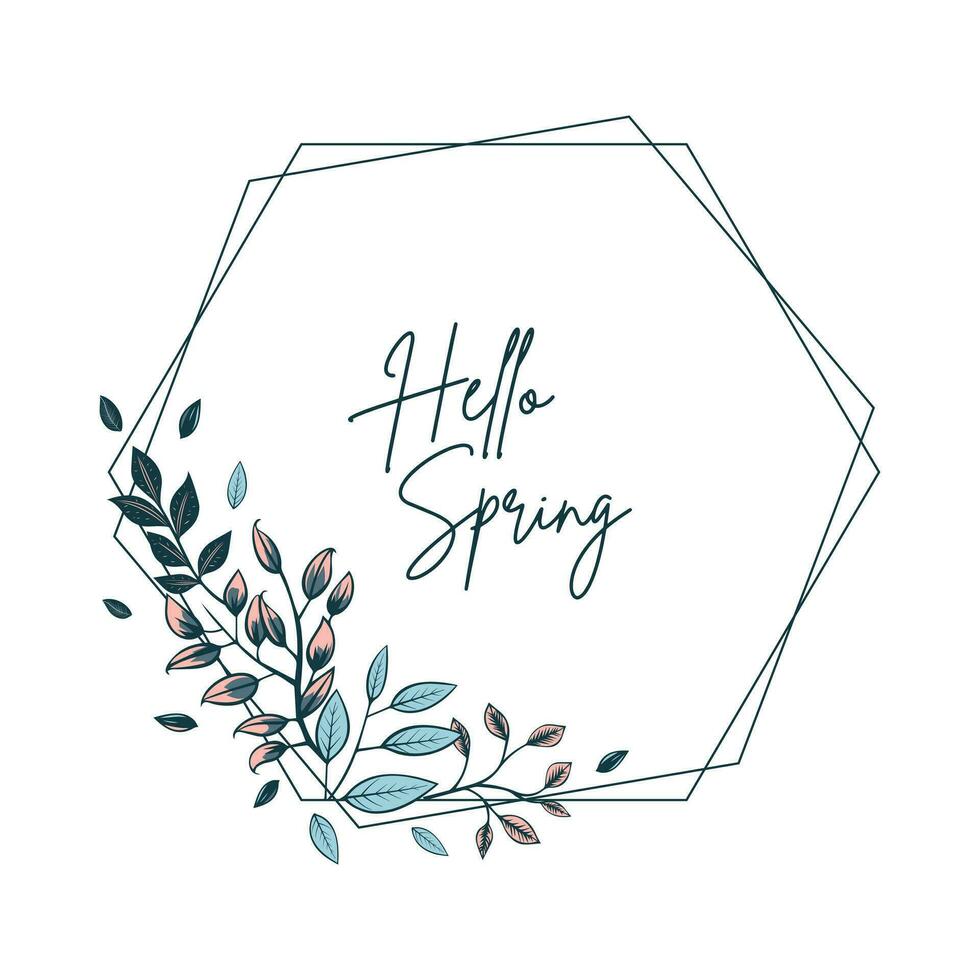 botánico marco con hojas y bayas para invitaciones y tarjetas Hola primavera póster. vector floral guirnalda