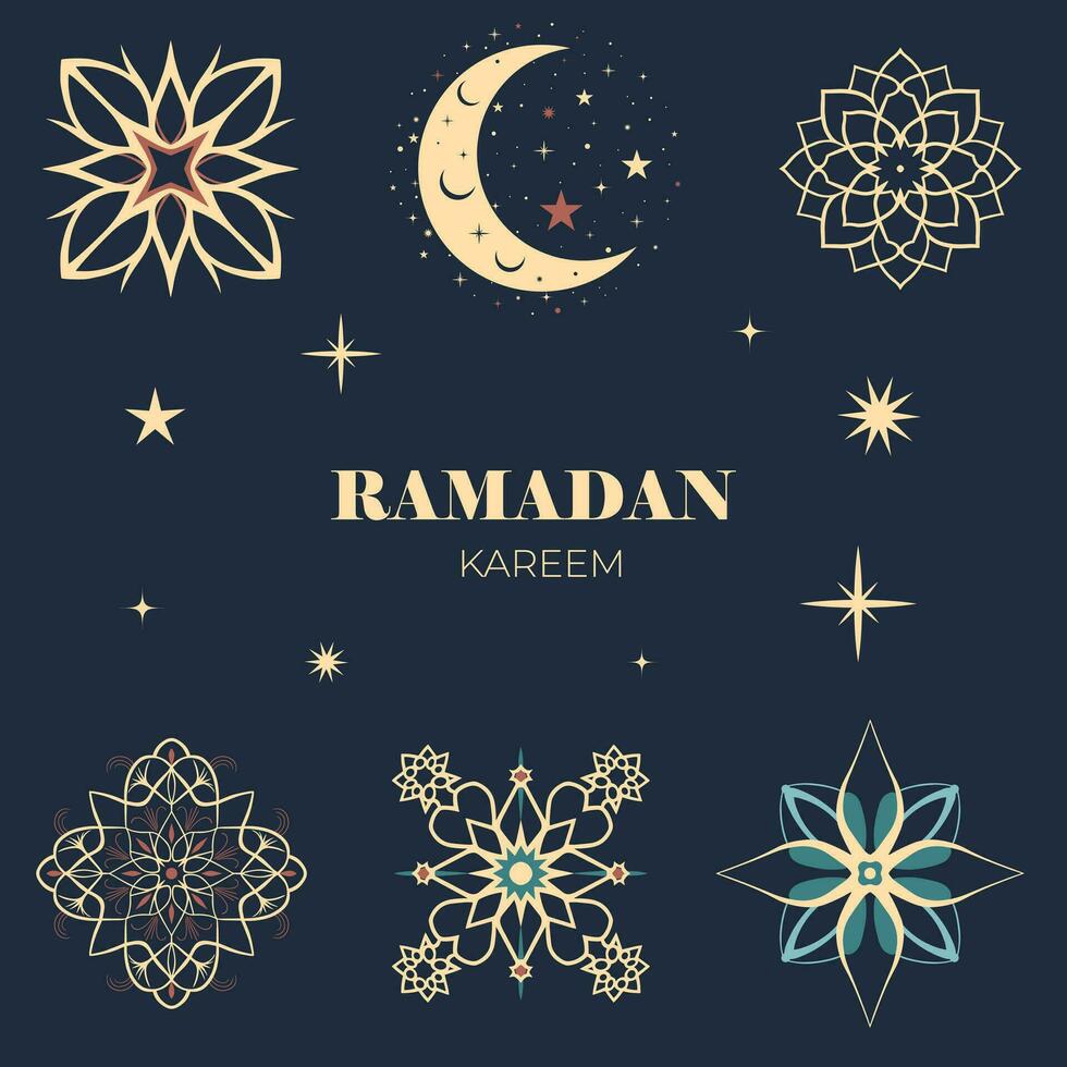 Arábica patrones. vector islámico Ramadán diseño. conjunto de Ramadán elementos. Arábica elementos para saludos.