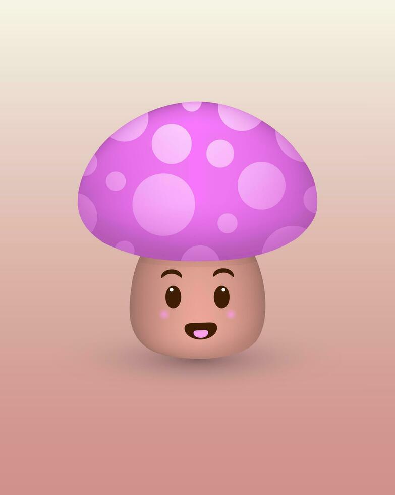 Cute mushroom 3d illustration vector
