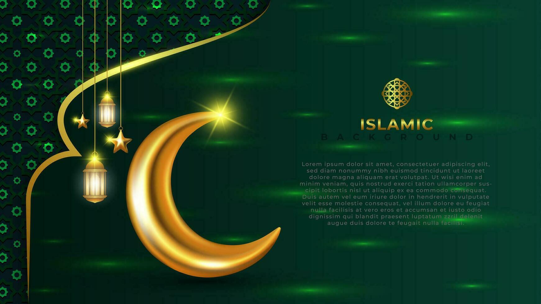 Islamic background with moon stars and lights elements vector