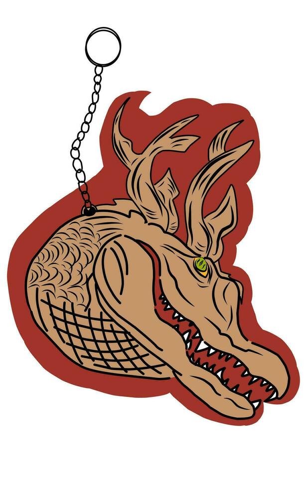 Dragon head mascot keychain vector graphic