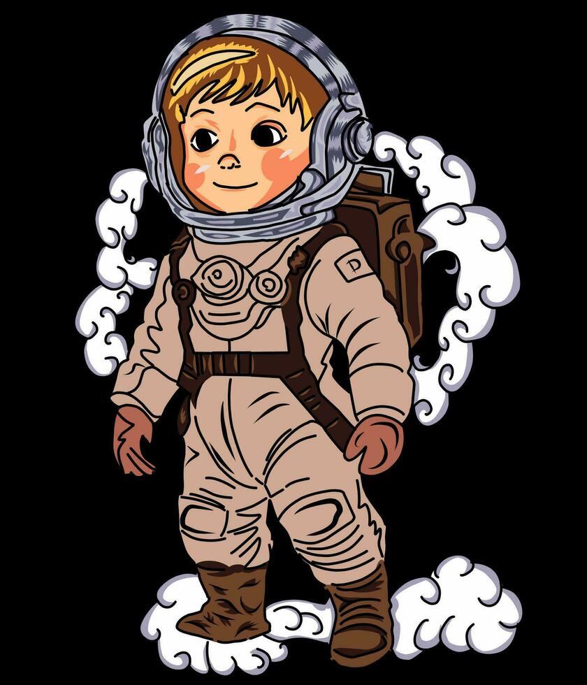 Ilustration vector graphic of child become astronaut isolated