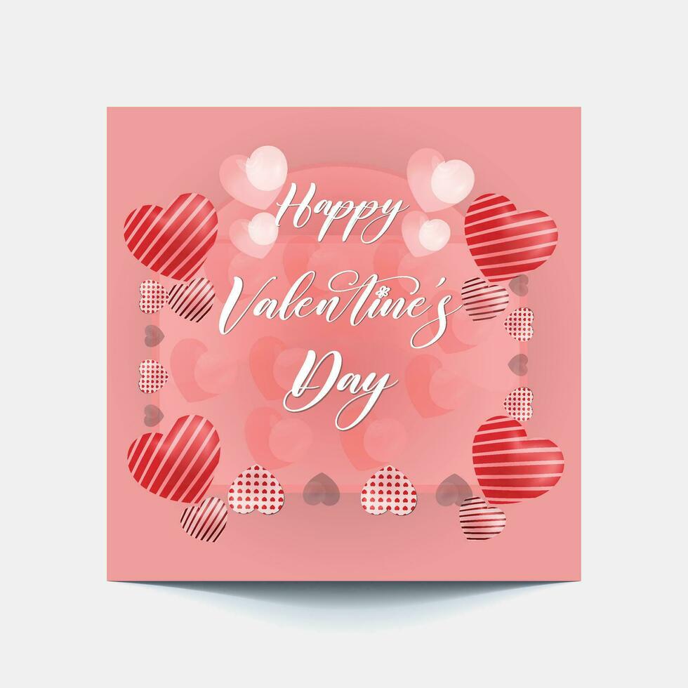 Valentine's day concept posters set with red and pink paper hearts and frame on background.out side round small heart Cute love sale banners or greeting cards. vector illustrations