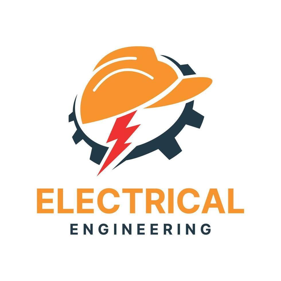 eléctrico Ingenieria logo diseño creativo moderno concepto con construcción y la seguridad gorra vector modelo