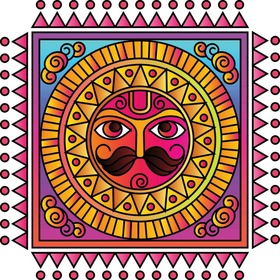 Indian Traditional and Cultural Rangoli, Alpona, Kolam, or Paisley vector line art. Bengal art India. for textile printing, logo, wallpaper