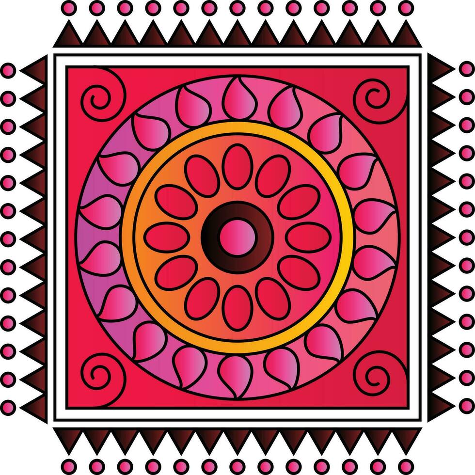 Indian Traditional and Cultural Rangoli, Alpona, Kolam, or Paisley vector line art. Bengal art India. for textile printing, logo, wallpaper