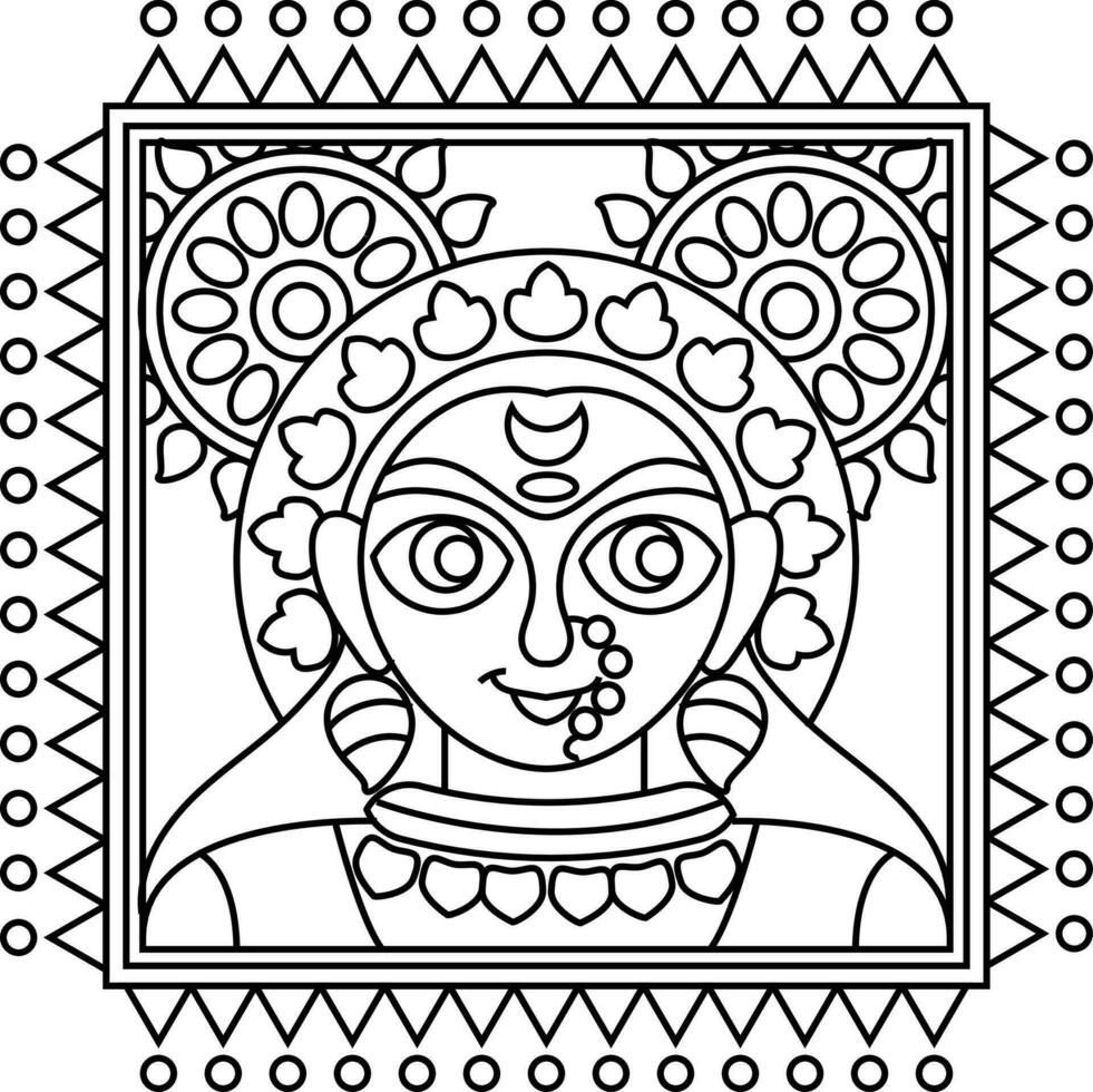 Indian Traditional and Cultural Rangoli, Alpona, Kolam, or Paisley vector line art. Bengal art India. for textile printing, logo, wallpaper