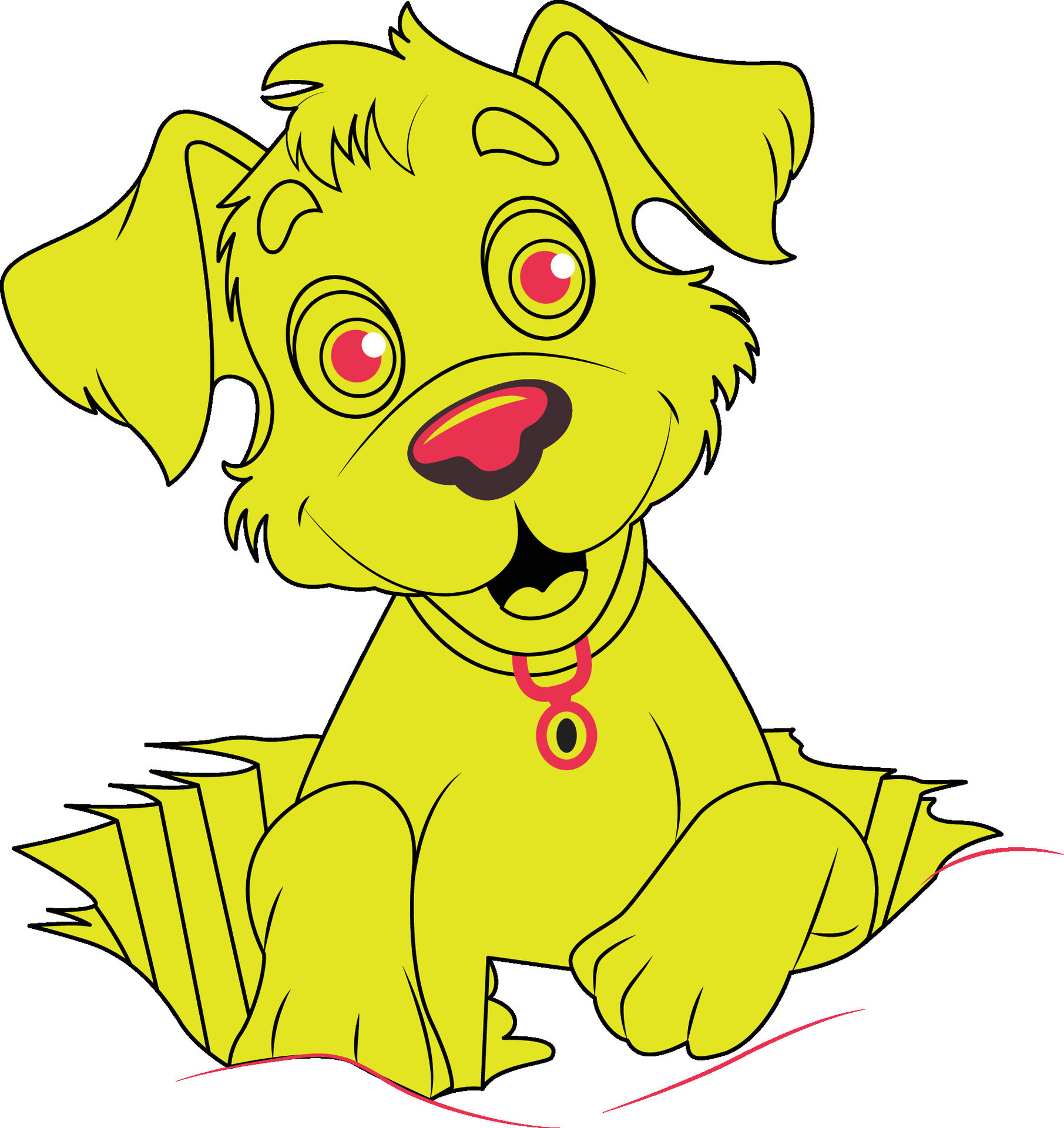 A cartoon dog with a red nose and yellow eyes 36138069 Vector Art at