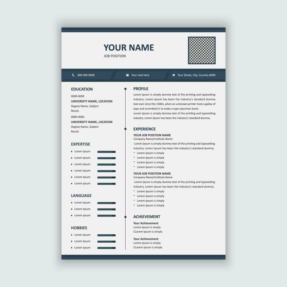 Minimal Modern Resume Template Design vector