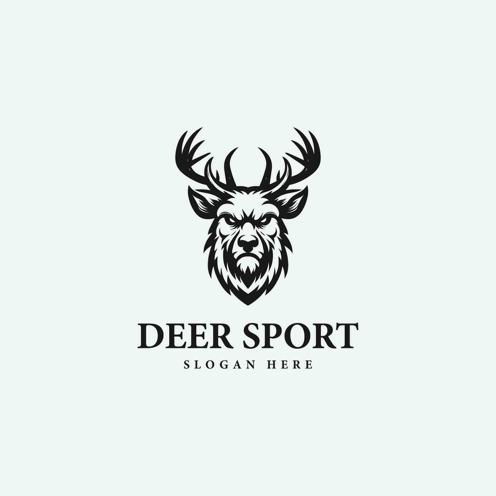 simple sport deer logo design, in monochrome style, black and white vector
