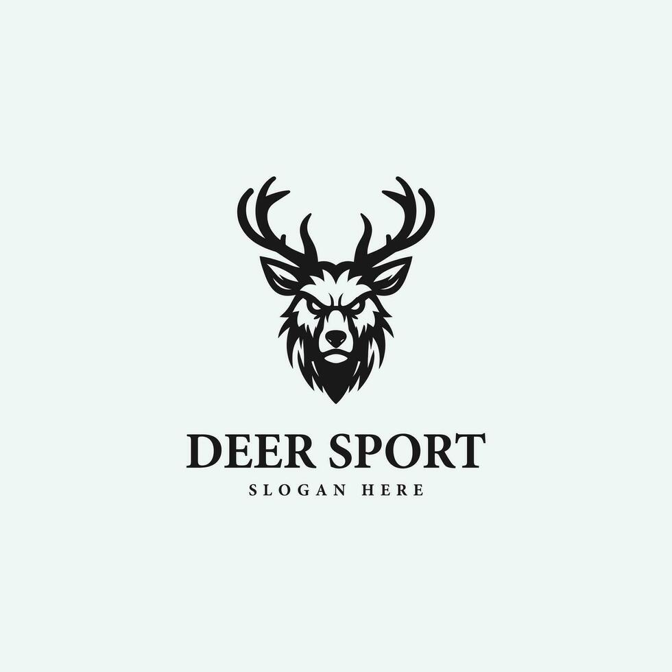 simple sport deer logo design, in monochrome style, black and white vector