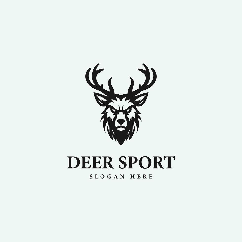 simple sport deer logo design, in monochrome style, black and white vector