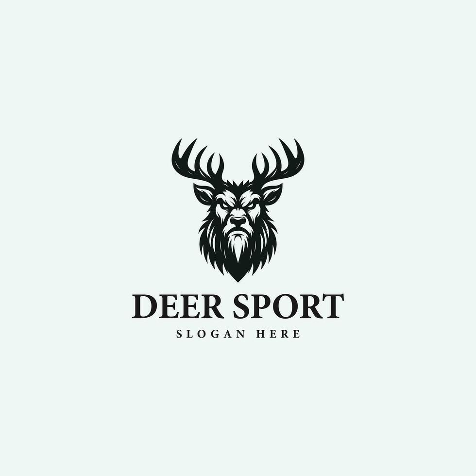 simple sport deer logo design, in monochrome style, black and white vector