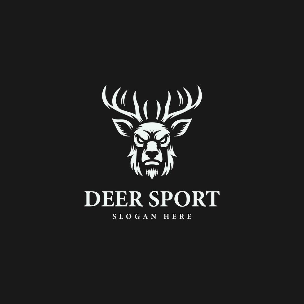 simple sport deer logo design, in monochrome style, black and white vector