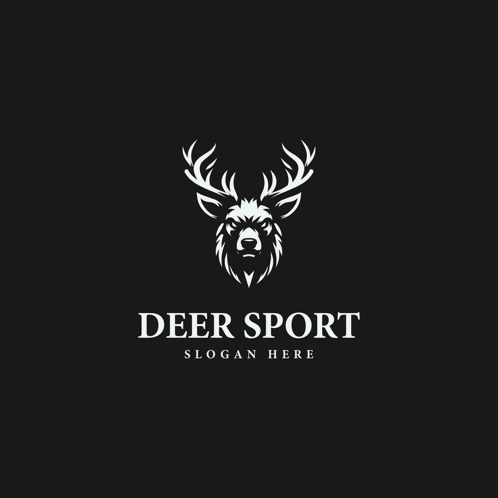 simple sport deer logo design, in monochrome style, black and white vector
