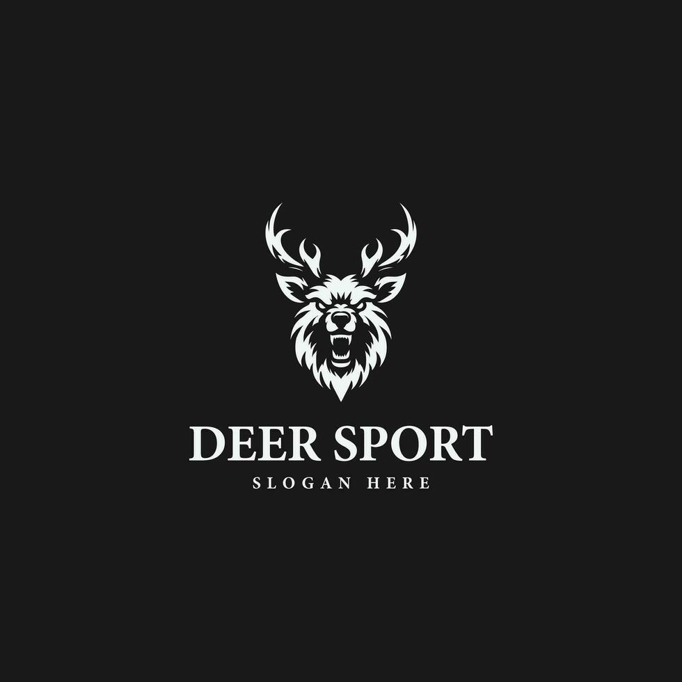 sencillo deporte ciervo logo diseño, en monocromo estilo, negro y blanco vector