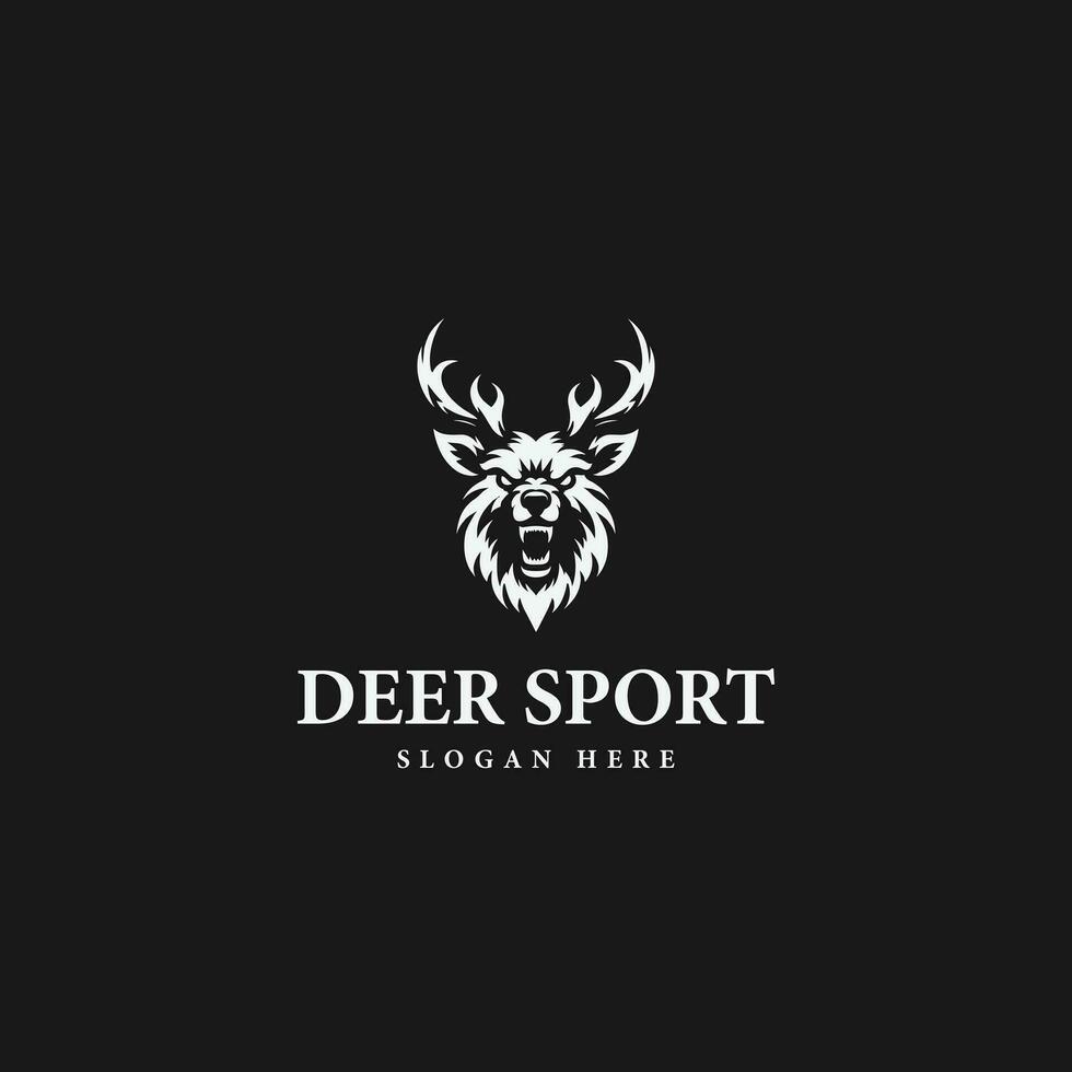 simple sport deer logo design, in monochrome style, black and white vector