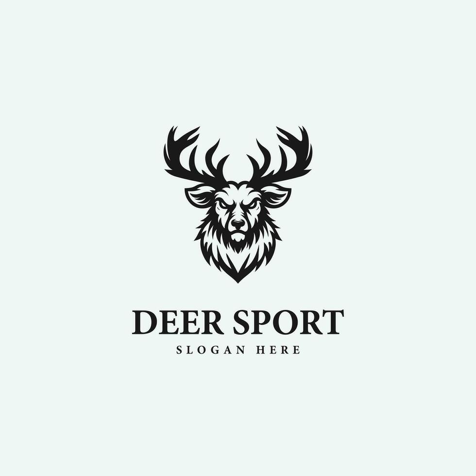 simple sport deer logo design, in monochrome style, black and white vector