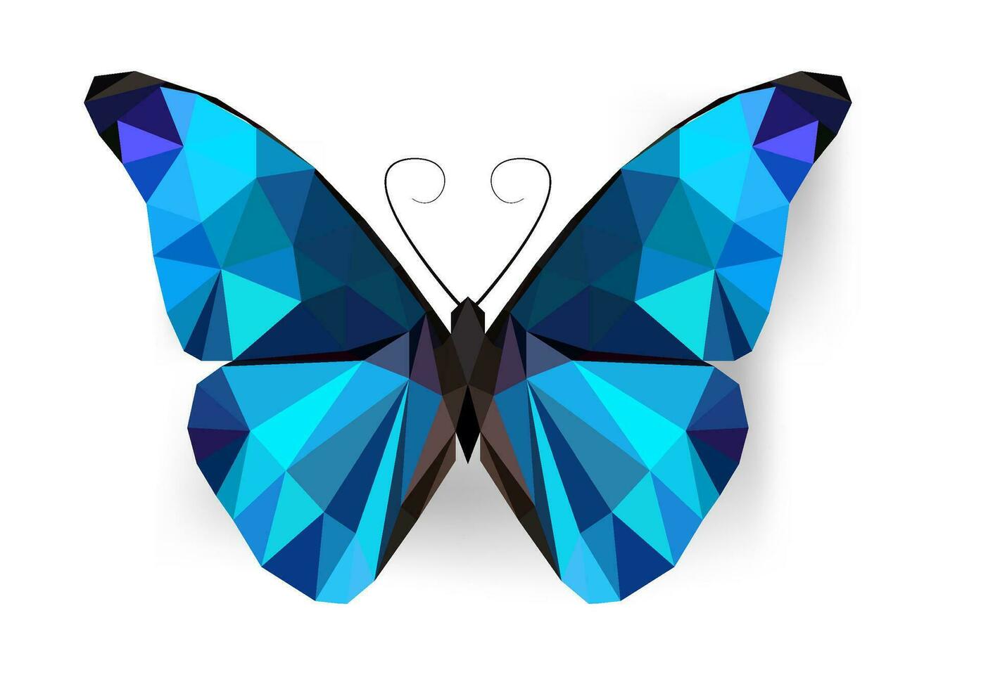 azul y púrpura color poligonal mariposa diseño vector