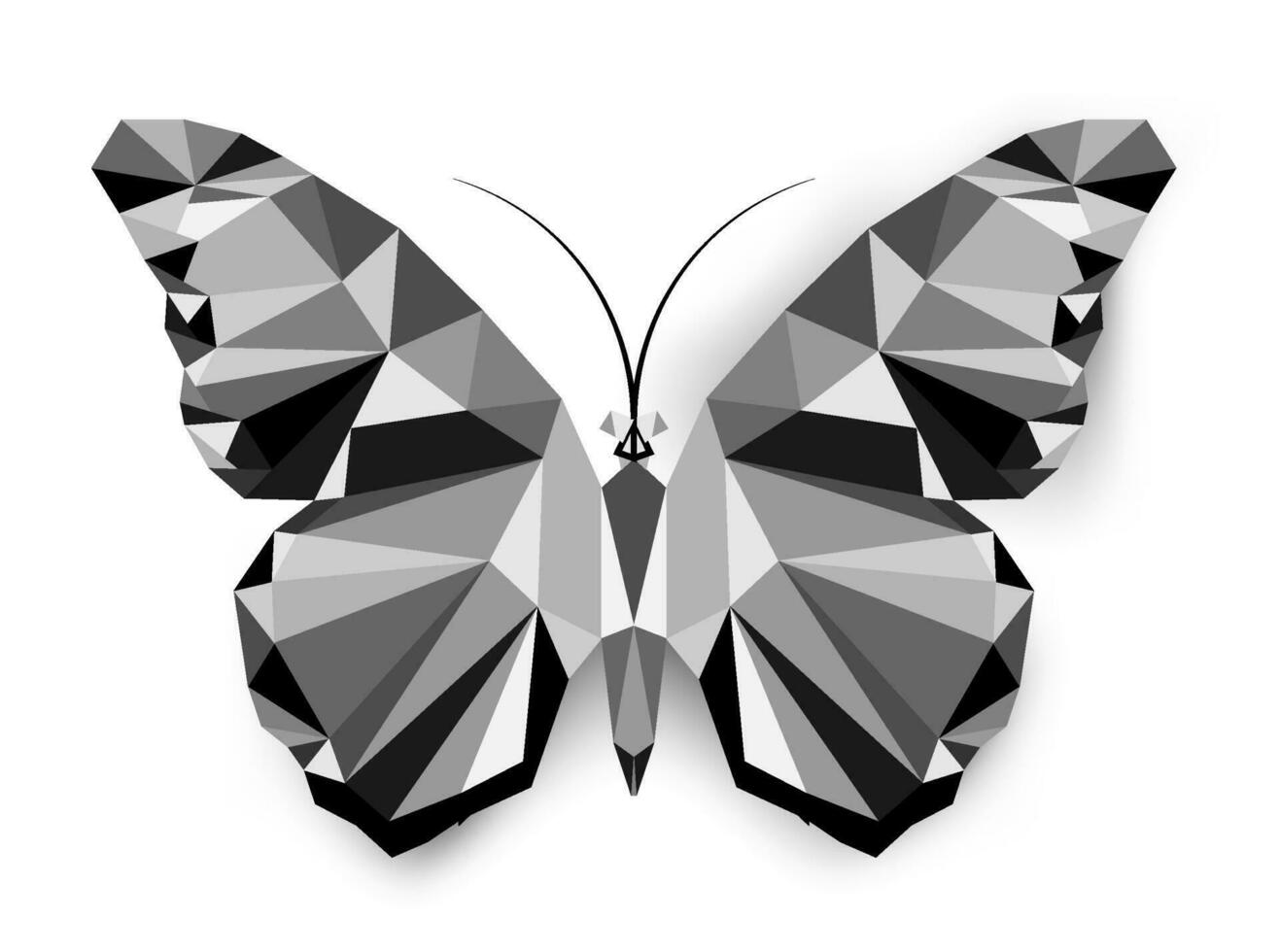 negro y blanco poligonal mariposa diseño vector