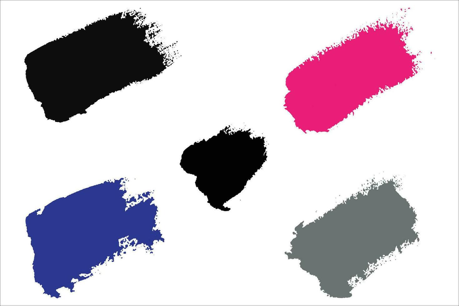 Colorful brush strokes, dirty brush effect, grungy brush stroke set vector