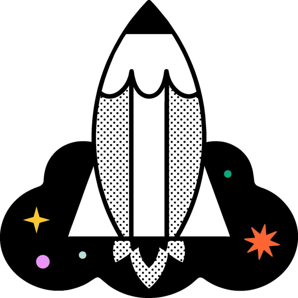 Vector graphic illustration of the black rocket ready to take off for flight