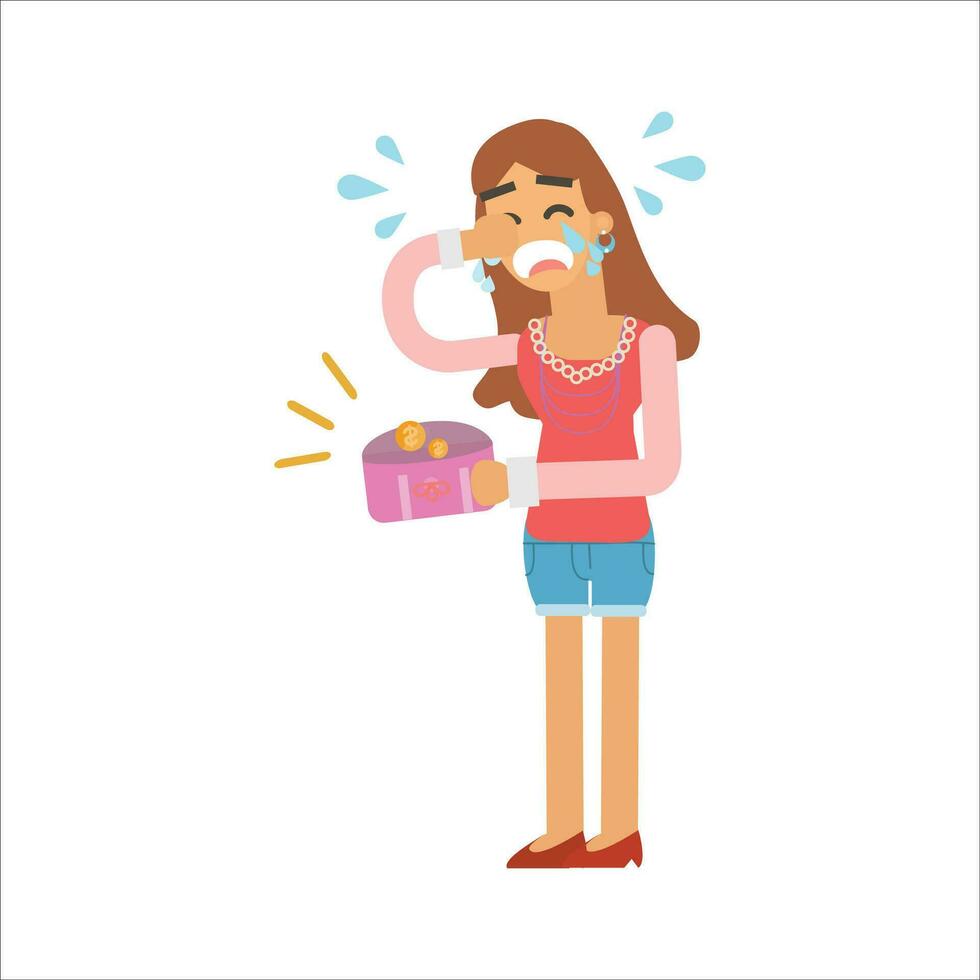 Woman Suffering From Cold, Having A Cold And Pinches Her Nose With Sweat Vector Illustration