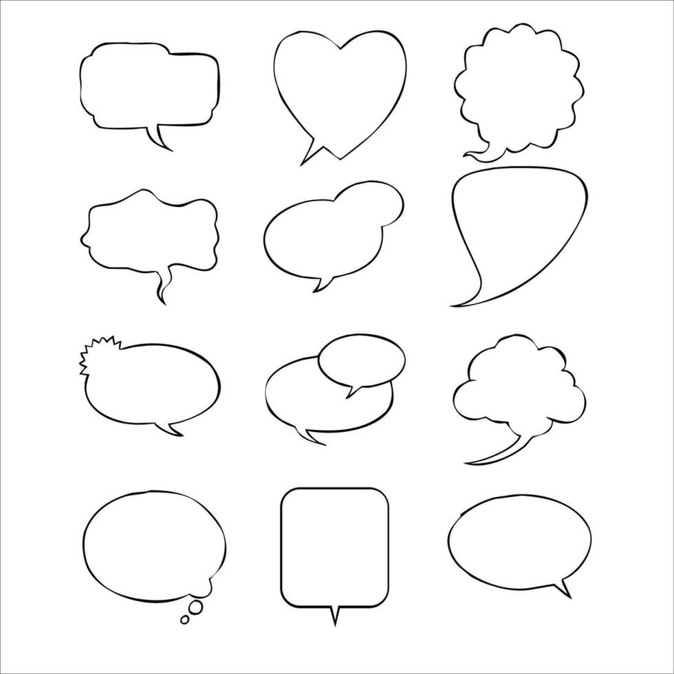 Set of hand drawn speech bubbles. Vector illustration for your design.