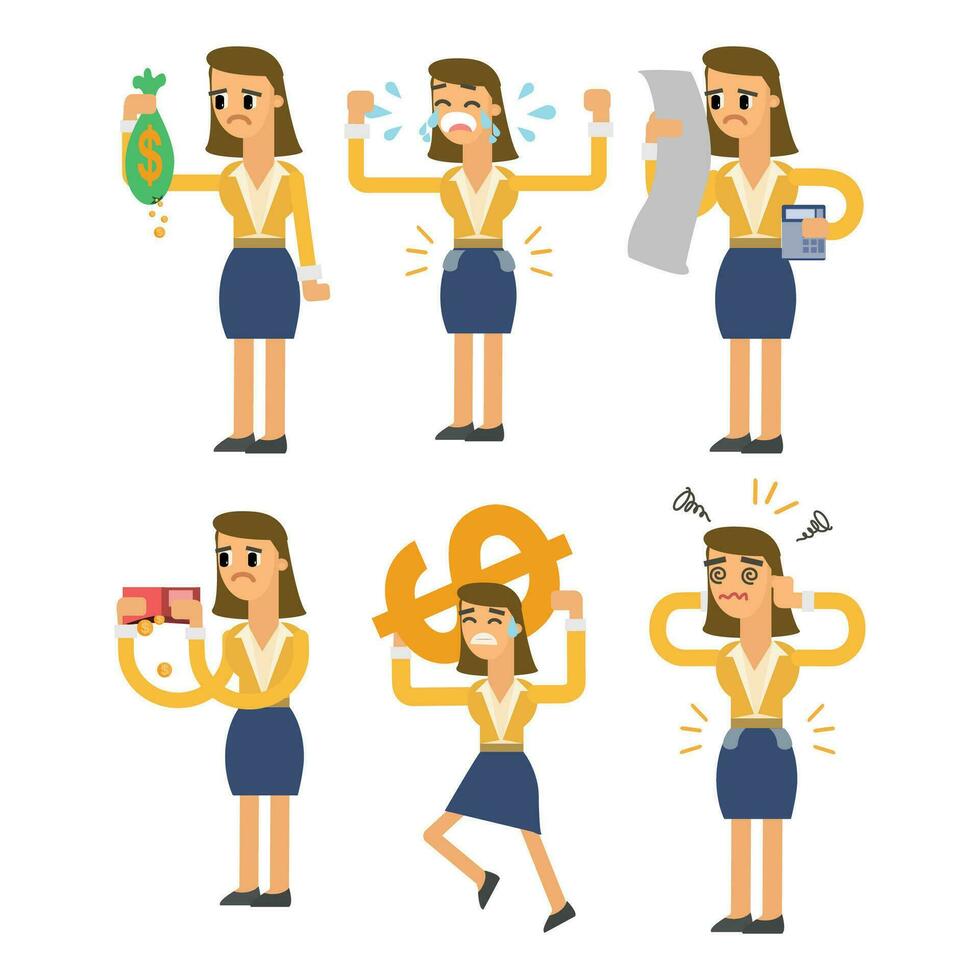 Cartoon businesswoman character set. Vector illustration in flat style.