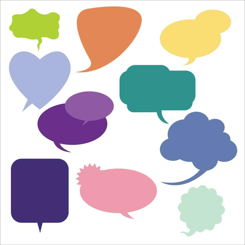 Set of speech bubbles in different colors isolated on a white background. vector